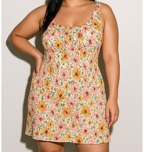 LOFT Womens Floral Shift Dress Sz 14P Pink Green Garden Wedding Tropical Resort